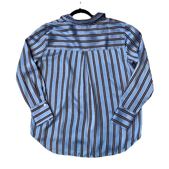 RAILS Women’s Dorian Primrose Stripe Satin Button Down Shirt Size Large Blue - Picture 2 of 8